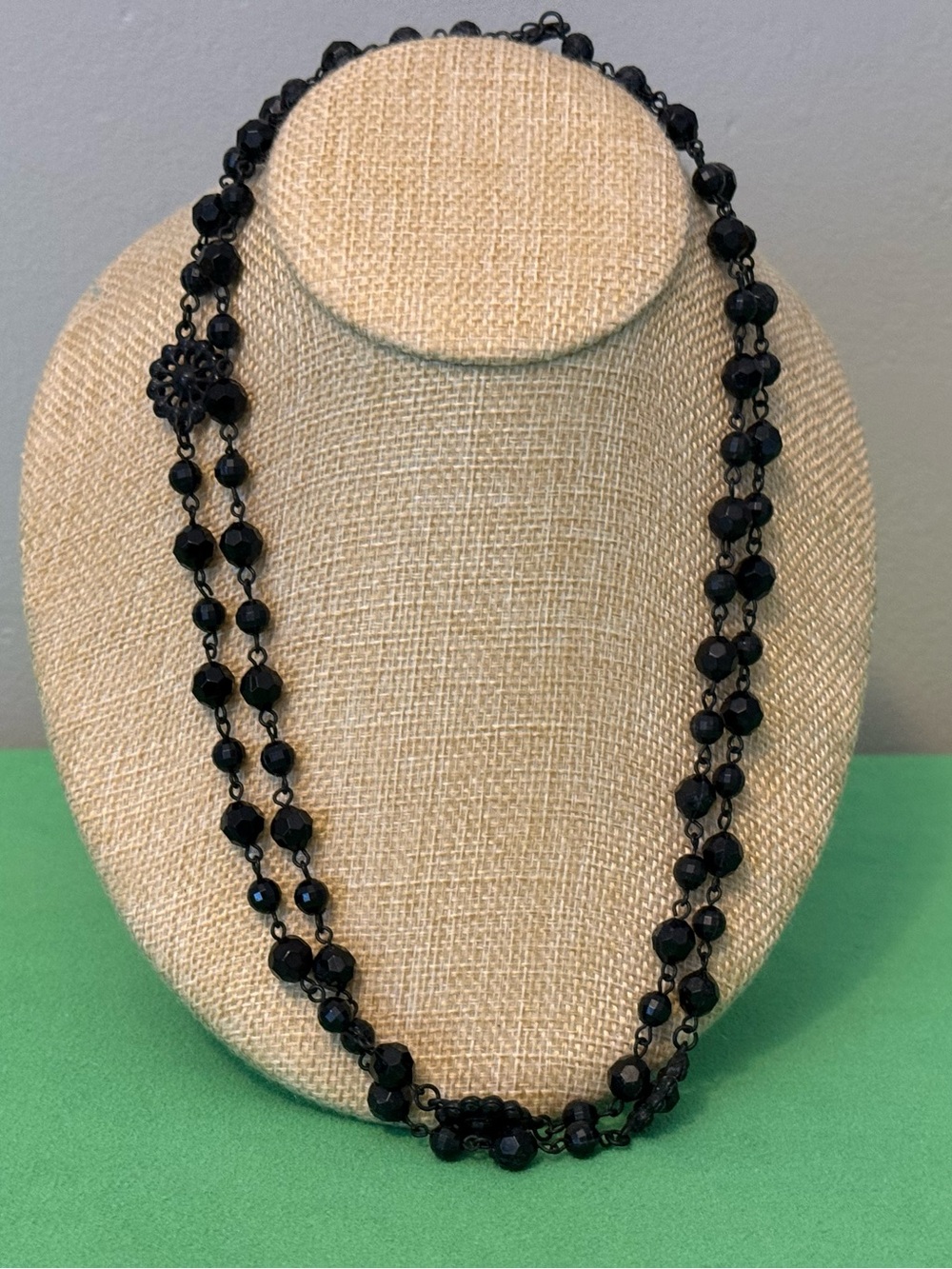 Classic Black Beaded Long Necklace